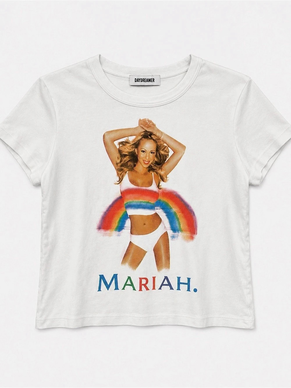 Daydreamer Mariah Carey Rainbow Shrunken Tee White Like New